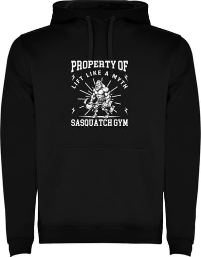 Zwarte unisex hoodie met “ Kleurrijke Property of Lift like a Myth Sasquatch Gym - Bodybuilden – Powerliften anls een Mythe “ Print Full Color Color merk Roly maat S