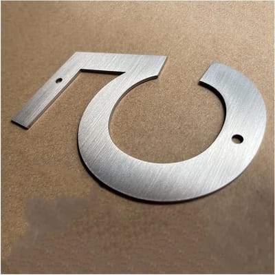Huisnummer Metaal - Adresbord Deur - Huis Decoratie - Roestvrij Geborsteld - 127 mm - Nummer 5