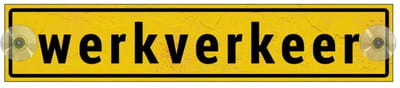 Werkverkeer bord met boorgaten en zuignapjes | Forex Re materiaal | 40 x 8 cm