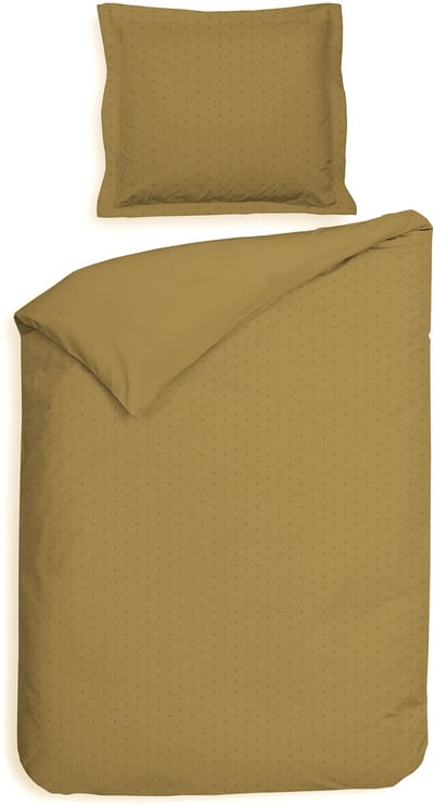 Heckettlane Dekbedovertrek Punto - Bedlinnen met Stippen - 140x200-220 cm - Eenpersoons - Goud - Dekbedovertrek van 100% Katoen-Satijn
