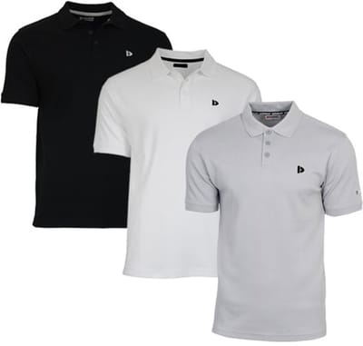 3-Pack Donnay - Polo (Noah) - Sportpolo - Heren - Black/White/Light Grey (740) - maat M