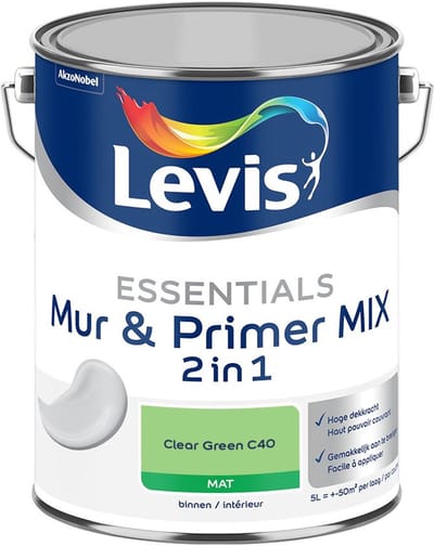 Levis - Essentials Mur & Primer Mix - Clear Green C40 - Mengverf - 5 L