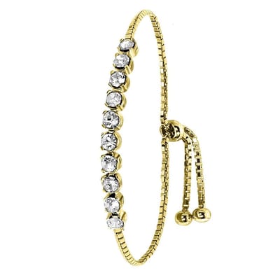 Lucardi Dames Armband kristal white - Echt Zilver - Armband - Cadeau - 25 cm - Goudkleurig