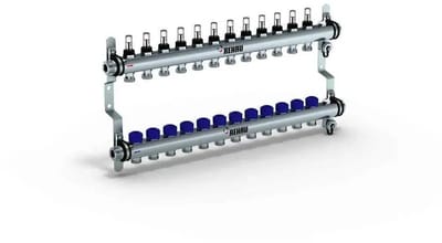 REHAU Verdeler HKV-D Easyflow roestvast staal 12 groepen, met doorstroomindicator min/max, 13832201200
