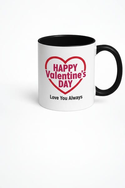 Valentijnsdag Mok Happy Valentine's Day Hart - Wit/Zwart Liefde Cadeau