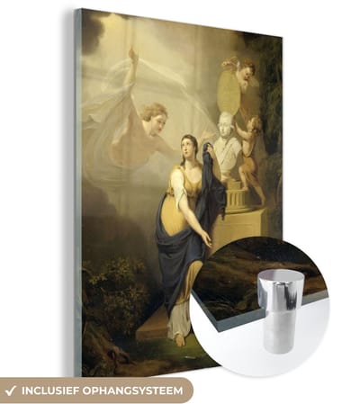 ® Glasschilderij 120x160 cm - Schilderij acrylglas - Allegorie op de dood van Willem V - Schilderij van Jan Willem Pieneman - Foto op glas - Muurdecoratie woonkamer - Wanddecoratie slaapkamer - Schilderijen