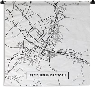 Wandkleed - Wanddoek - Freiburg im Breisgrau - Kaart - Stadskaart - Plattegrond - 180x180 cm - Wandtapijt