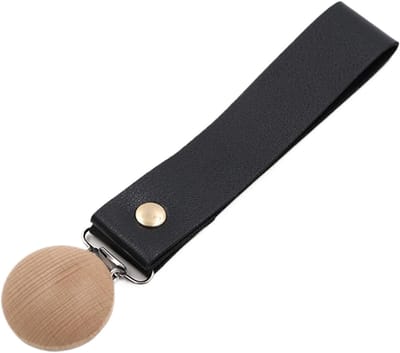 Dekenclips Kinderwagen - Baby Bevestiging - Baby Warm Houden - Veilig PU en Hout - 13 x 3 cm - Zwart