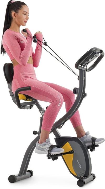 Magnetische Hometrainer - Fitnessfiets Opvouwbaar - Thuis Trainen - 3-in-1 met Weerstandsbanden - 106 x 54 x 108 cm - Gouden