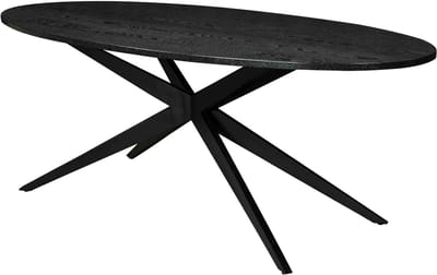 Eettafel ovaal 200cm Lexi zwart ovale tafel MDF eetkamertafel