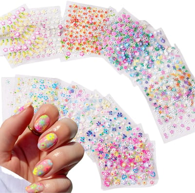 Dailygoods- Nagelstickers 30 Stuks - 3D Bloemen - Zelfklevend - Nageldesign - Lente Thema - Eenvoudig te Gebruiken - Kleurrijke Patronen - Nailart