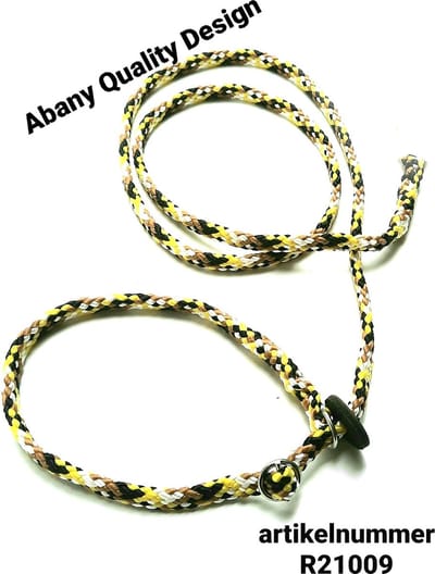 Abany quality design –(ZONDERHANDVAT)zwart geel wit bruin 3 mtr - soepele hondenlijn - puppylijn - jachtlijn - speurlijn - uitlaatlijn – lijn voor hondentuigje - hondenriem - 3 meter – 7R21009