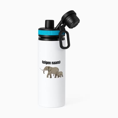 Hacebo® - olifant en kleine met eigen naam waterfles met draaidop blauw - Olifant - dieren liefhebber - iemand die houdt van olifanten - verjaardag - cadeau - kado - geschenk - water fles - 850ML