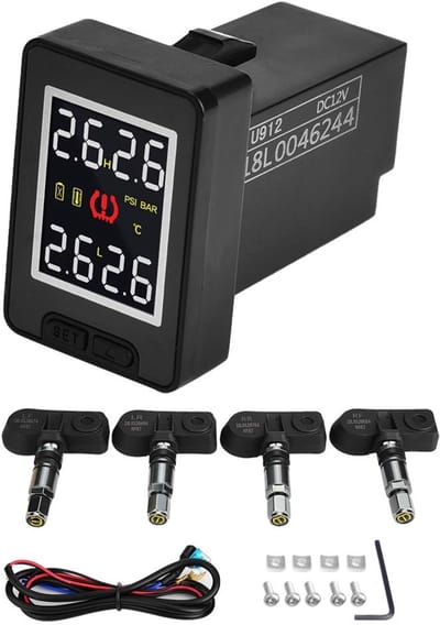 Bandenspanningsmeter Systeem - TPMS Sensoren - Veilig Rijden - Interne Sensoren - 433.92 MHz - Zwart