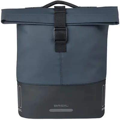 Basil Cove - Dubbele fietstas - 28-32 liter - Incl. MIK adapterplaat - Waterafstotend - Reflectie details - Gerecycled materiaal - blauw/zwart