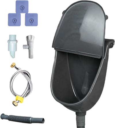 Wandurinoir met slang - Kunststof pissoir - Waterloze afvoer - Dubbele geurblokkering - 40 x 32 x 20 cm