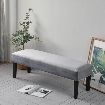 Zachte Velvet Eetkamerstoelhoes Stretch Pianokrukhoes Lange Ottomanhoes Effen Bankhoes Schoenen Wisselen voor Woonkamer gray