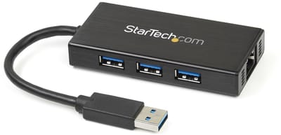 Draagbare USB - 3-poorts - 3.0-hub plus Gigabit Ethernet