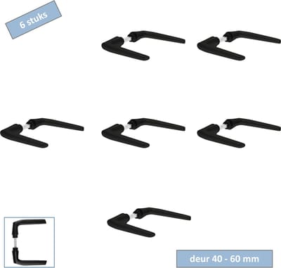 Starx Deurkrukken Duim – Set van 6 – Matzwart Aluminium Deurklinken – Zonder Rozet – Voor Binnendeuren 40-60mm