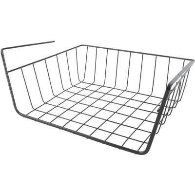 Opbergmand voor onder het schap Multifunctioneel Volledig metalen Draadmand voor onder het schap voor Keuken Kantoor Voorraadkast Bureau Boekenkast Large black