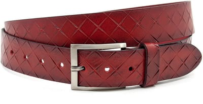 Heren jeans riem rood - 4 cm breed - Leer - Jeans riem - Verstelbaar - Maat 90