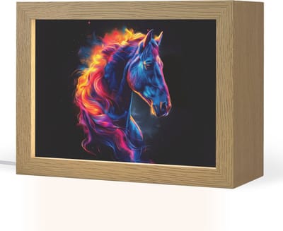 Nachtlampje 20x15 cm - Kinder lampje - Paard - Dier - Rook - Zwart - Kleuren - Tafellamp kinderkamer - Slaapkamer lamp - Bedlamp kinderen - Kinderlampje stopcontact - Wandlamp babykamer - Nachtlampjes