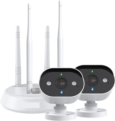 Beveiligingscamera Set - IP Camera Kit - Huisbewaking Buiten - 3K 5MP Ultra HD - 2 Camera's - Wit