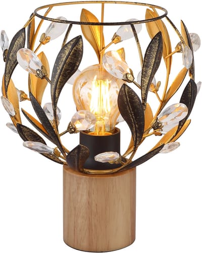 Globo - tafellamp - MIKA - bruin - hout - Ø 20cm - E27 - 15759T