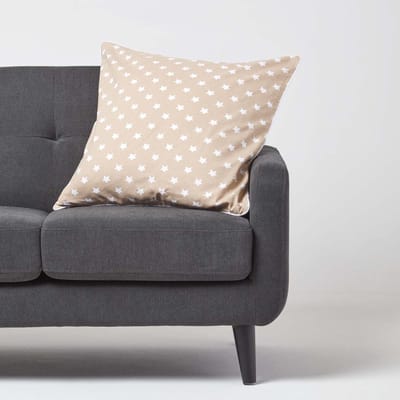 Homescapes katoenen kussenhoes met sterren, beige, 60 x 60 cm