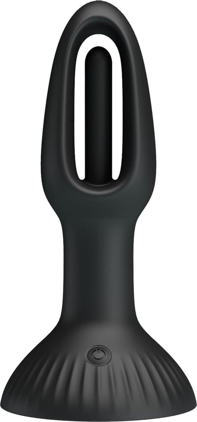 Pretty Love - Hubert - Vibrerende Buttplug - Anaal Vibrator - Met Wiebelend Tongetje - Zwart