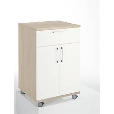 Kast Catering caddy - met koelvak en klapvak - B 650 x D 600 x H 1000 mm - zonder koelbox -  eiken decor en wit