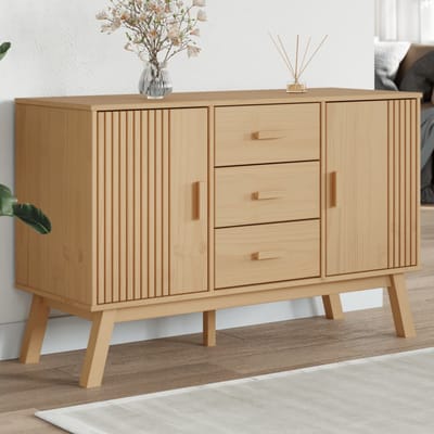 vidaXL - Dressoir - OLDEN - 114x43x73,5 - cm - massief - grenenhout - bruin
