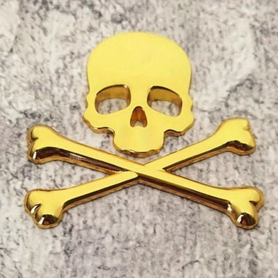 1 stuks 3D Metalen Schedel Hoofd Auto Embleem Sticker, Auto & Motorfiets Decal Badge Label, Auto Carrosserie Decoratie Sticker, Geschikt voor Auto's en Motorfietsen Gold