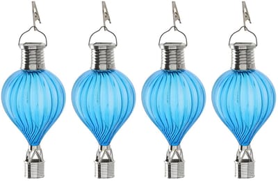 Cepewa LED ballonhanger - 4x - blauw - H17 cm - luchtballon - tuinverlichting/buitenlamp