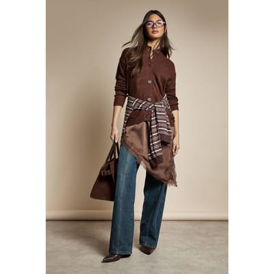 boohoo Dames Gebreide cardigan met hoge hals | Chocolate | Maat: Small