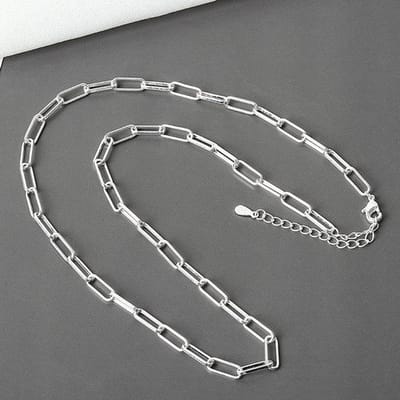 925 Stamp Hiphop Ketting Nieuwe Mode Eenvoudige Geometrische Handgemaakte Sleutelbeenketting Feest Sieraden Cadeaus voor Vrouwen