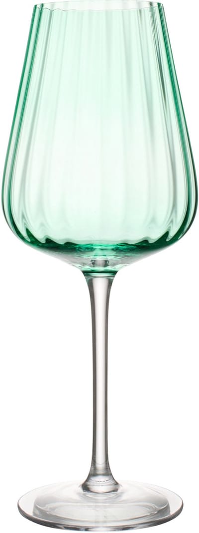 J-Line wijnglas Geribbeld - glas - groen - 4 stuks