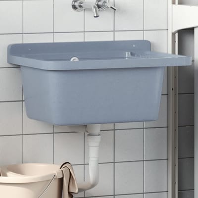 vidaXL - Wasbak - wandgemonteerd - 60x40x28 - cm - hars - grijs