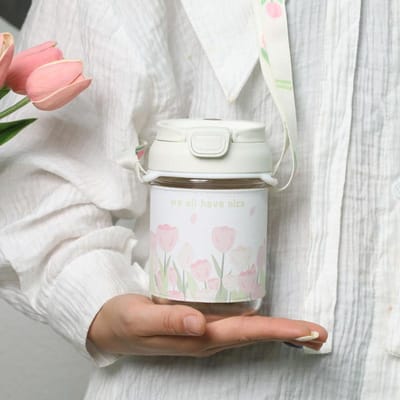 Tasse Parfumeur Tulipe de Printemps Célébrité Internet Haute Valeur Tasse Messager avec Tasse en Verre avec Tasse à Paille 400ml leather case