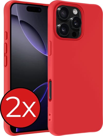 Hoesje - 2 Stuks - Geschikt voor Apple iPhone 16 Pro - Sterk & Shockproof - Telefoonhoes - Back Cover - Case Siliconen - Telefoon Hoes - Rood