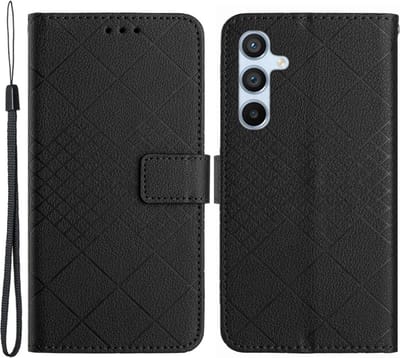 Coverup Hoesje - Geschikt voor Samsung Galaxy S24 Plus Hoesje - Coverup Rhombus Book Case - Zwart