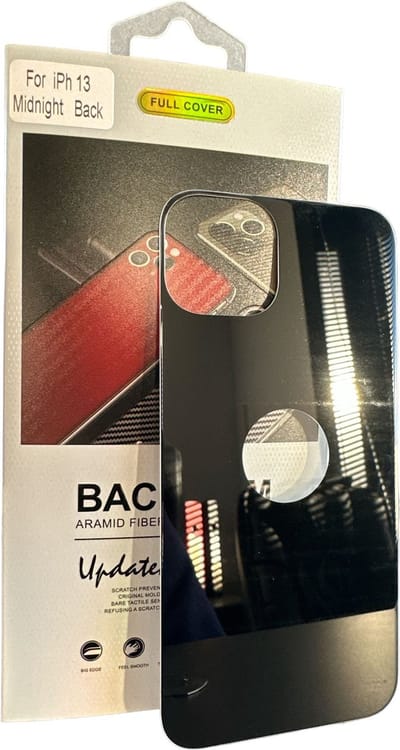 Armid Fiber Achter glas beschermer Geschikt voor: Apple iPhone 13 (Midnight Black) Achterkant Temper Glass Protector - Back Screen Protector