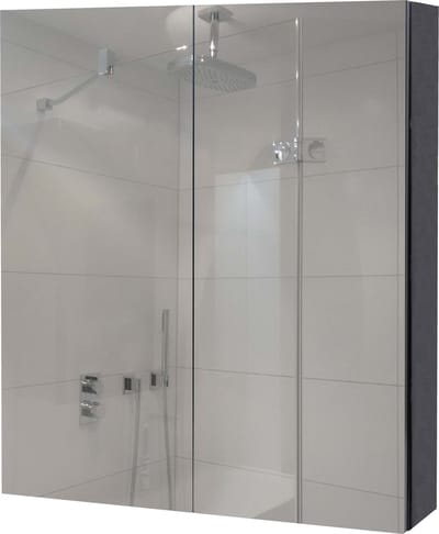 Spiegelkast MCW-B19b, badkamermeubel wandmeubel, 2 planken hoogglans MVG-gecertificeerd 70x60x16cm ~ zwart