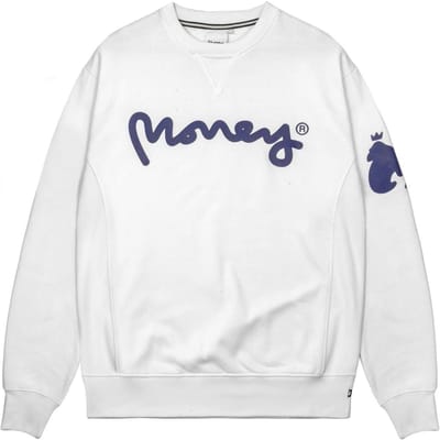 Money Unisex sweatshirt met lange mouwen en gebreid logo voor volwassenen (Wit)
