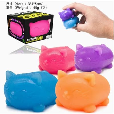 Schylling NeeDoh Coole Katten De Groovy Glob! Squishy, Knijpbare, Rekbare Stressballen Diverse Kleuren black