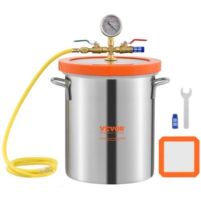 VEVOR 11,4 L Vacuümkamer Roestvrijstalen Vacuümontgassingskamer (Diameter 23 Cm, Hoogte 27 Cm) Vacuümpomp Vacuümkamer Ideaal voor Het Stabiliseren van Hout en Het Ontgassen van Siliconen, Hars, Polyurethaan