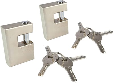 Dailygoods- Hangslot Waterdicht - 2 Stuks - Roestvrij Staal - Sleutel Ontgrendelen - D-vormige Monoblok - Bescherming voor Garagedeur - Sloten