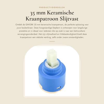 Dailygoods- Keramische Kraanpatroon 35 mm - Slijtvast/Hittebestendig - Warm/Koud Schakelventiel - Geschikt voor Keukenkraan - Versterkte Behuizing - Eenvoudige Installatie - Kraanonderdeel