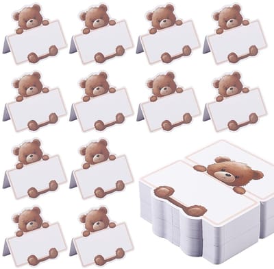 Dailygoods- Plaatskaarten 100 stuks - Beren ontwerp - Geslachtsneutraal - Tafelkaarten - 8 x 8 cm - Papier materiaal