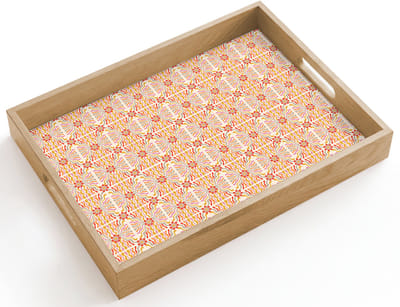 Dienblad hout 40x30 cm - Schootdienblad - Patroon - Retro - Kleur - Borrelplank rechthoek - Plateau dienbladen
